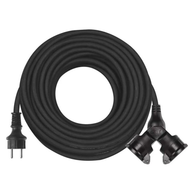 EMOS P0603PTK predlžovací kábel 20 m, IP44 + nabíjacie LED svietidlo P3214 (sada)
