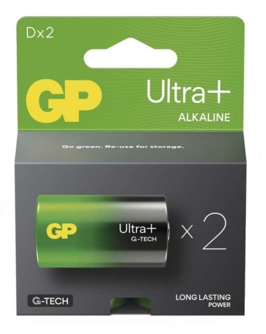 EMOS GP ULTRA PLUS LR20 (D) batéria 1,5V alkalická, 2 ks v blistri (sada 2 ks)