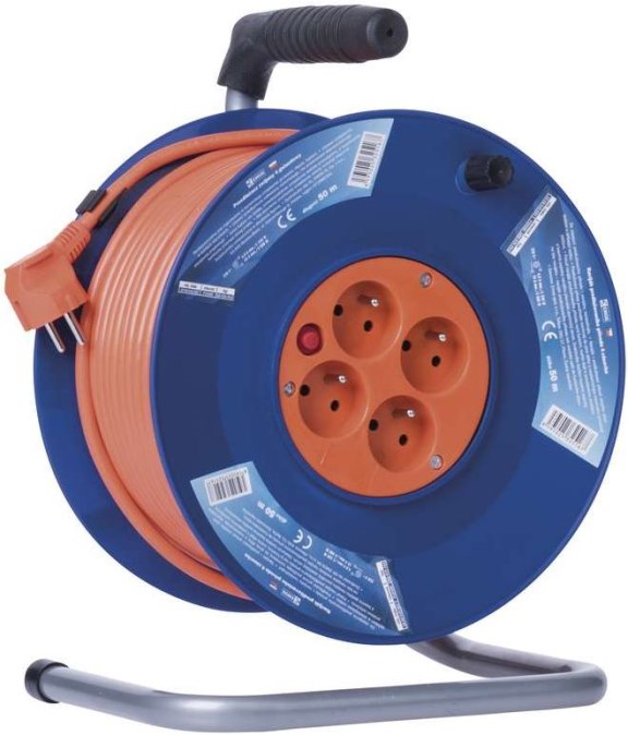 EMOS predlžovací kábel na bubne 50m, 230V, 1,5mm2, 4 zásuvky, PVC