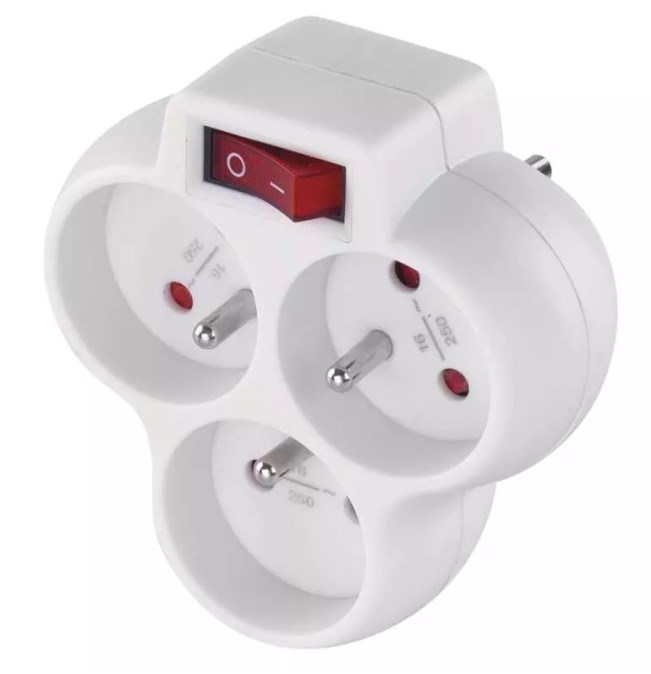 EMOS zásuvka 250V~/10A, rozbočovací 3x, plast, biela