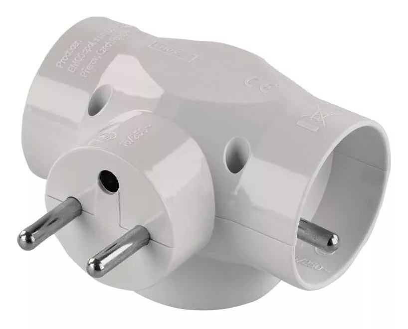 EMOS zásuvka 250V~/16A, rozbočovacia 3x, guľatá, plast, biela