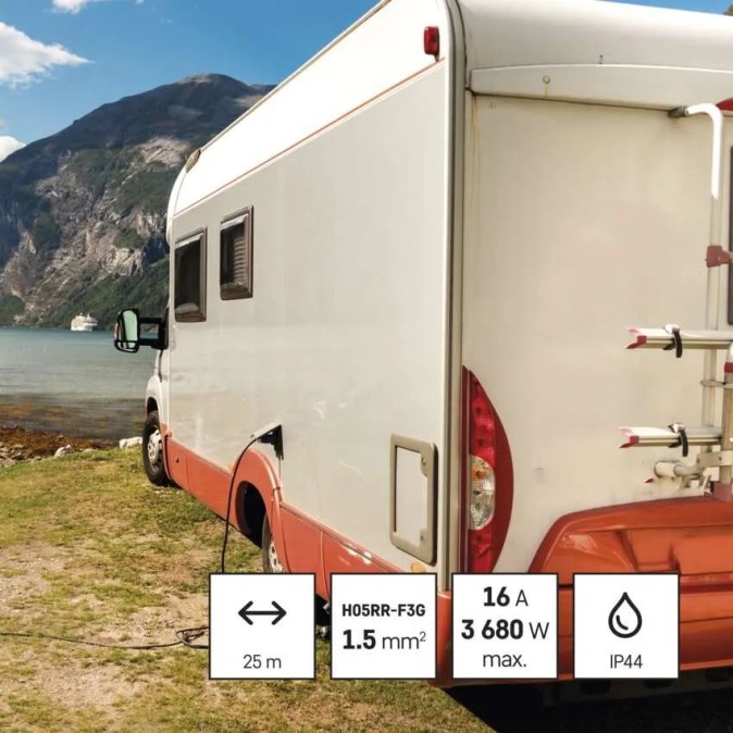 CONCEPT P084251CON predlžovací kábel na bubne 25 m, 230 V, 1,5 mm2, 4 zásuvky, vonkajšie, guma, čierna