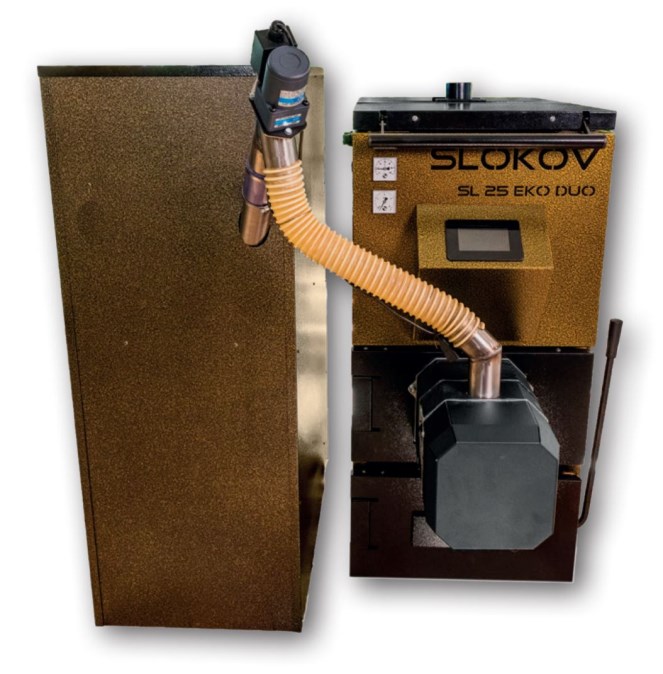 SLOKOV VARIANT SL20EKO DUO kotol na pelety 20 kW, automatický + horák + dopravník + násypka na pelety 200 l