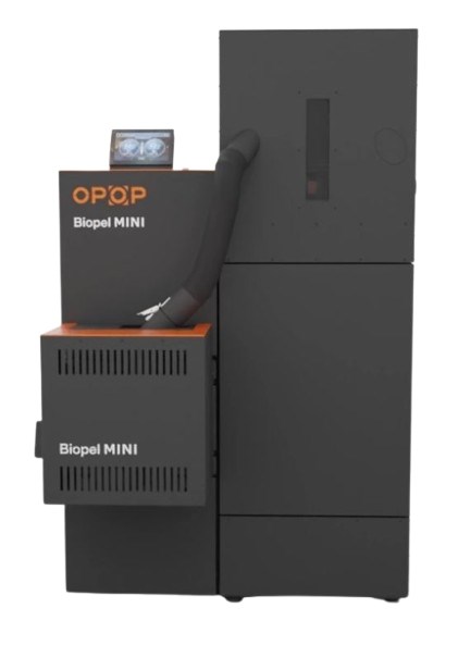 OPOP BIOPEL MINI KOMPAKT SET 21/V12 kotol na pelety 21 kW, automatický + násypka 225kg