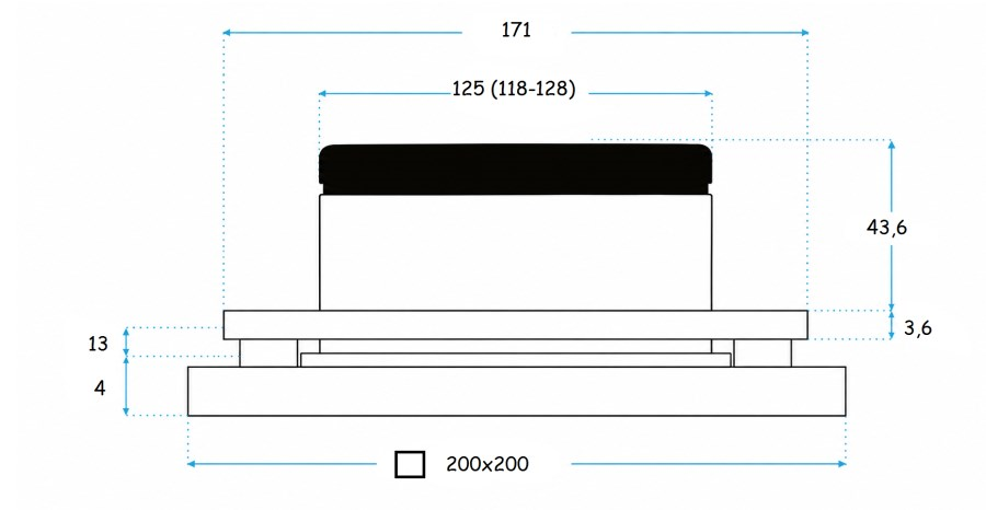 LUFTOMET SKY tanierový ventil DN125, 200x200 mm, prívod aj odvod vzduchu, sklo, lesklá biela (sada)