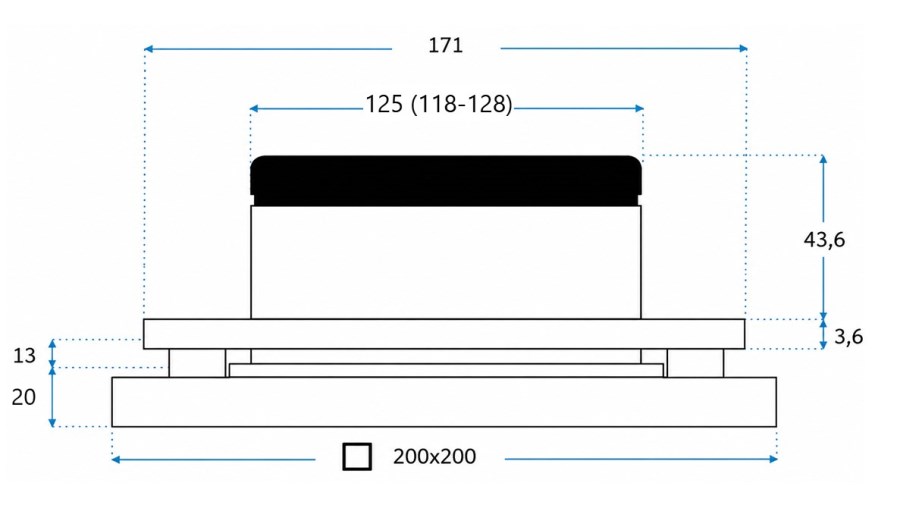 LUFTOMET SKY tanierový ventil DN125, 200x200 mm, prívod aj odvod vzduchu, drevo, buk mydlenka (sada)