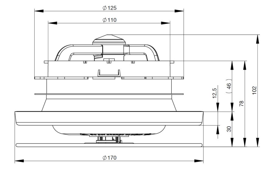 ZEHNDER COMFOVALVE LUNA E125 tanierový ventil DN125, pr.170 mm, odvod vzduchu, plast, biela