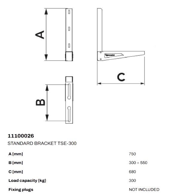 STANDARD TSE-300 konzoly 750x680 mm, 300 kg, nástenné, kov (balenie)
