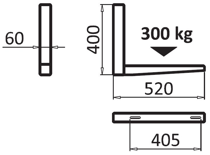 BAXI konzoly 400x520 mm, 300 kg, nástenné, kov