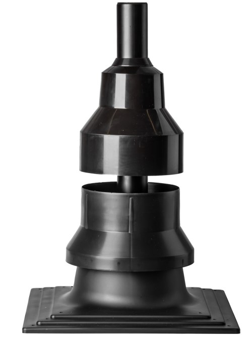 ALMEVA STARR komínová hlavica 125mm, komplet, PPH, čierna