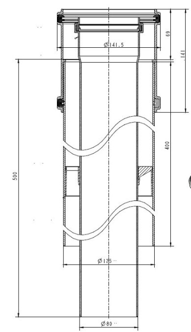 BRILON SERIO priechodka stenou DN125/80-125/80, fasádna, PP