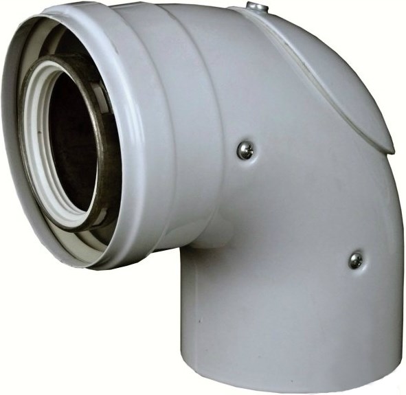 REGULUS A2001839 koaxiálne koleno s kontrolným otvorom 90°, 60/100mm, hliník, biela
