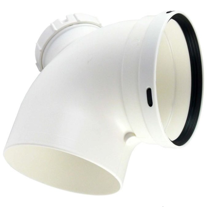 REGULUS BB015037 koleno 90°, pr. 125mm, s kontrolným otvorom, polypropylén, biela