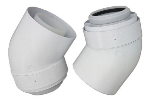 VIESSMANN AZ koaxiálne koleno 45°, 80/125mm, plast, 2 ks, biela