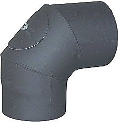 Koleno 90°, 120mm, dymové, 1,5mm s čistiacim otvorom, čierna oceľ
