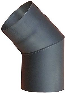 Koleno 45°, 130mm, dymové, 1,5mm, čierna oceľ