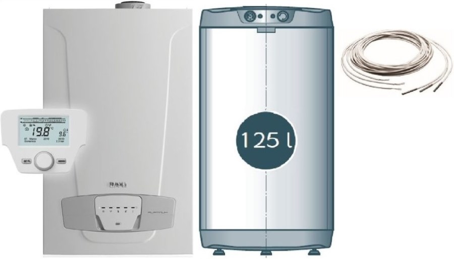 BAXI LUNA PLATINUM+ 1.18 plynový kotol 16,9 kW, závesný + zásobník 125l, stacionárny (sada)