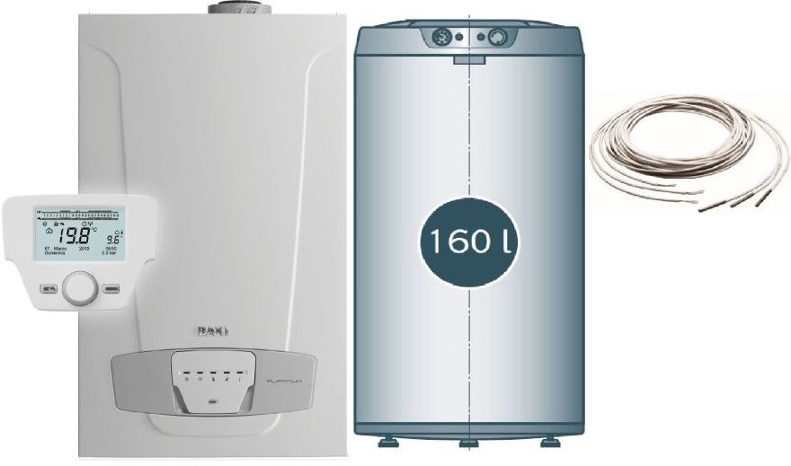 BAXI LUNA PLATINUM+ 1.18 plynový kotol 16,9 kW, závesný + zásobník 160l, stacionárny (sada)
