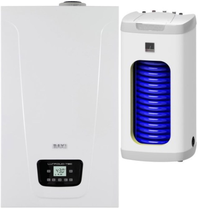 BAXI LUNA DUO-TEC E 1,12 plynový kotol 12 kW, závesný + zásobník 125l, stacionárny (sada)