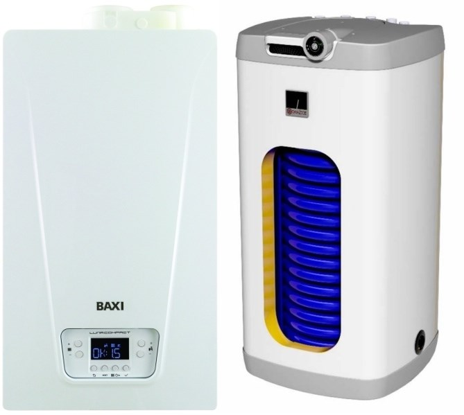 BAXI LUNA COMPACT 1.28 plynový kotol 28 kW, závesný + zásobník 100l, stacionárne (sada)