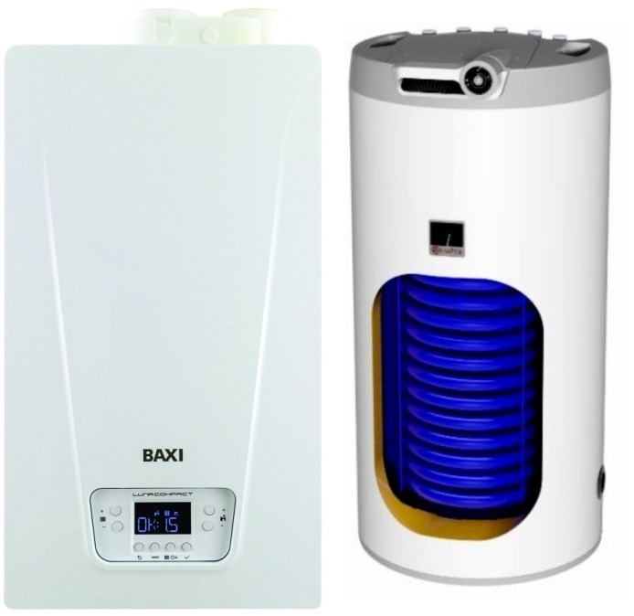 BAXI LUNA COMPACT 1.28 plynový kotol 28 kW, závesný + zásobník 160l, stacionárne (sada)