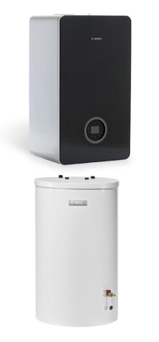 BOSCH 8700iW 30 B WST120W CW400 plynový kotol 30,2kW, závesný, čierna + zásobník 118, stacionárny, regulácia (sada)