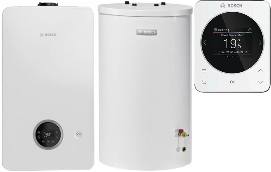 BOSCH CONDENS GC 2300iW 24 P plynový kotol 25 kW, závesný + zásobník 116l, stacionárny + regulácia CR 120 (komplet)