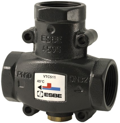 ESBE VTC511 ventil DN32, 60°C±4°C, plniaci, vnútorný závit, pre zdroje na tuhé palivá, liatina